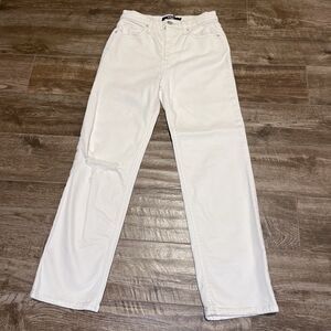 Hudson Remi Jeans Women’s 27 Cream High Rise Straight Leg Ankle Distressed